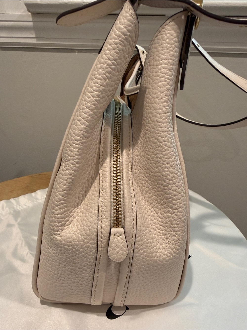 Coach Lori Pebbled Leather Shoulder Bag in Eggshell with Gold Hardware - Picture 7 of 9